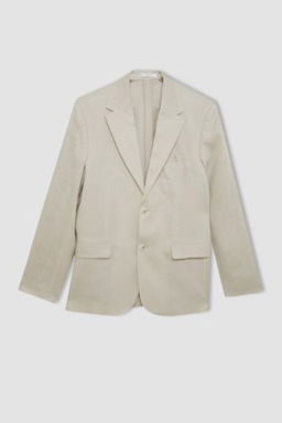 Regular Fit Yar?m Astar Dugmeli Keten Blazer Ceket