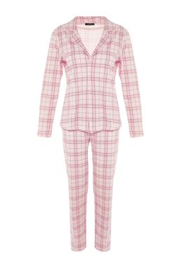Trendyolmilla Bej %100 Pamuklu Ekoseli Orme Pijama Tak?m? THMAW20PT0266  фото 27