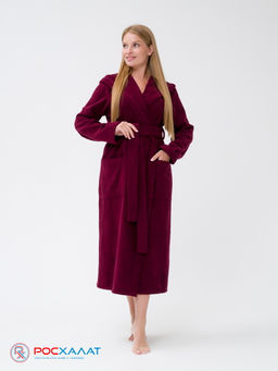 Женский халат с капюшоном темно-бордовый МЗ-06 (122) - Росхалат фото 2