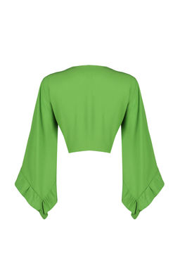 Yesil Dokuma Volanl? Plaj Crop Bluz TBESS19BB0095