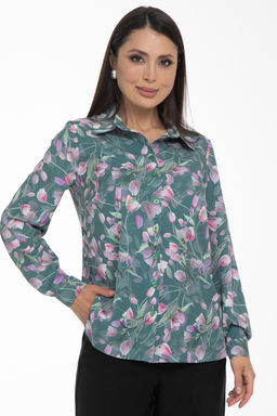 Рубашка Жаклин (тюльпаны, грин) - Diolche фото 3