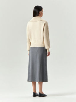 Укороченный джемпер на молнии с воротником апаш - Emka фото 4