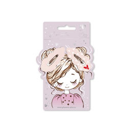 Набор заколок для волос клик-клак, матовые, арт. 71720 / 10 СЕРДЕЧКО НА БЕЖЕВОМ (в наборе: 2шт., 5