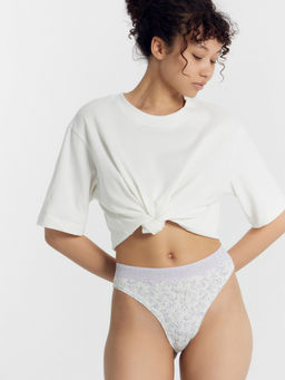 Цена за 2 штуки! Трусы женские слипы (3 шт.) молочно-бежевые с акварельными веточками - Mark formelle фото 4