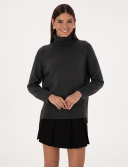 Antrasit Comfort Fit Y_n Kar___ml_ Bal_k__ Yaka Kazak - Pierre cardin фото 3