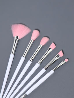 Набор кистей для макияжа COLOR POWER pink, 10 шт., в чехле, белый