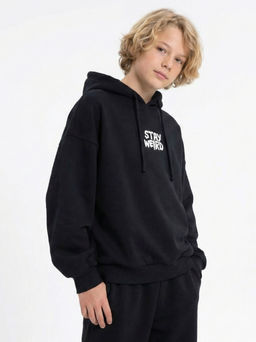 Толстовка худи с принтом 22-5264 черный - Mini maxi фото 4