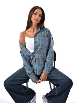 Женская рубашка в клетку оверсайз CRACPOT 145 - Сracpot фото 7