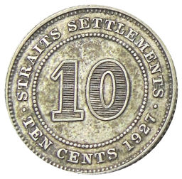 10 центов 1927 года Стрейтс Сетлментс