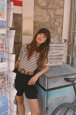 BASIC PLAIN KNIT SHORT SLEEVE TOP - Zara фото 5