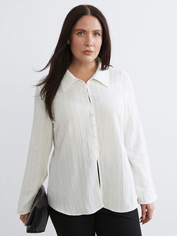 B?y?k Beden Dokulu Poplin Kad?n G?mlek