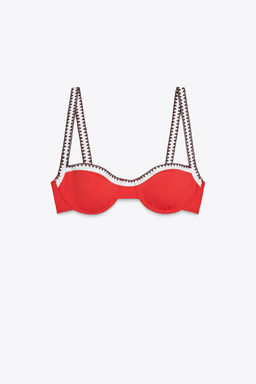 CONTRAST UNDERWIRED BIKINI TOP - Zara фото 4