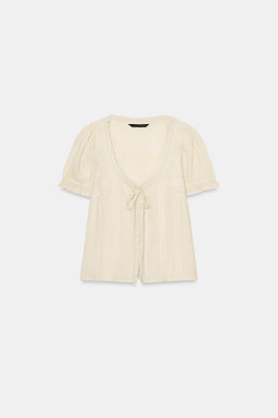 CAMISA GASA BORDADOS / Crema - Zara фото 5