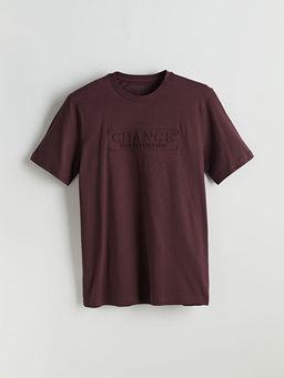 Bisiklet Yaka K?sa Kollu Bask?l? Penye Erkek Ti??rt