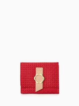 Кошелёк женский на кнопке, 11?1?10 см, комбинированный, красный