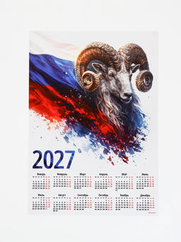 Цена за 20 шт. Календарь 2027, настенный, А4 «Флаг и Овен»