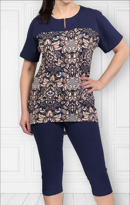 Костюм домашний с бриджами, синий (459-3) - Плиона фото 2