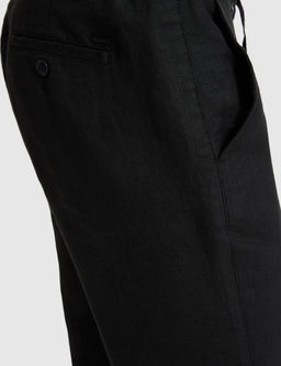 Siyah Carrot Fit %100 Keten Kanvas Pantolon
