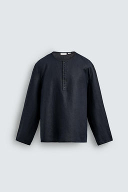 CAMISA CUELLO PANADERO 100% C??AMO / Marino oscuro - Zara фото 8