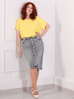 Юбка джинсовая серая на пуговицах спереди