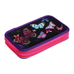 Пенал школьный, 2 секции, 12.5×20.5×4 см«Бабочки»