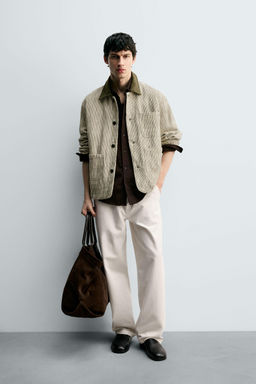 CONTRAST TEXTURED OVERSHIRT