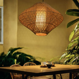 Светильник потолочный из ротанга «Буди», 1×120 Вт, Е27, 50×50×38 см