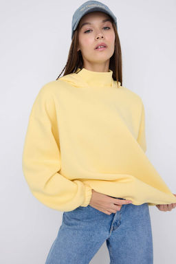 Antrasit Oversize/Genis Kal?p Kal?n Ici Polarl? Orme Sweatshirt TWOAW26SW00115 - Trendyolmilla фото 12