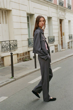 HERRINGBONE STRAIGHT-LEG TROUSERS - Zara фото 4