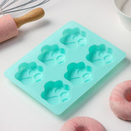 Форма для выпечки Доляна «Животные.Лапка», силикон, 18×13.8 см, 6 ячеек (5×5.4 см), бирюзовая