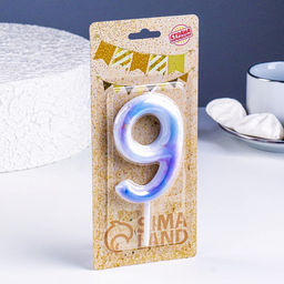 Свеча в торт на шпажке «Звездопад», цифра 9, 9 см, ГИГАНТ