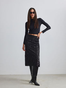 Dar Fit Payetli Etek