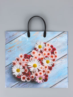 Цена за 10 шт. Пакет Ромашковое сердце, полиэтиленовый с пластиковой ручкой, 38?34 + 3 см, 90 мкм