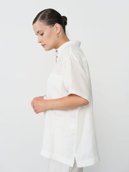 Рубашка льняная 801201 айвори