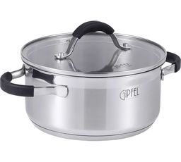1733 GIPFEL Кастрюля METROPOLE 2л/18x8,5см, нержавеющая сталь 18/10, стеклянная крышка