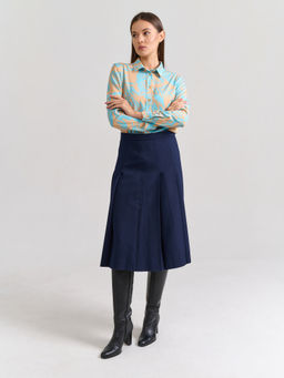 Расклешенная юбка со складками из костюмной ткани с добавлением шерсти