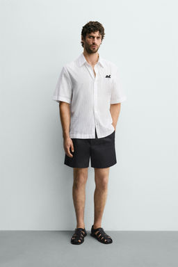 CAMISA JACQUARD RAYAS / Blanco