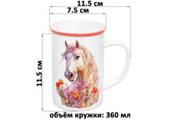 Набор 2 кружек 360 мл 11,5*7,5*11,5 см Лошадь в цветах NEW BONE CHINA, фарфор - Elan gallery фото 2