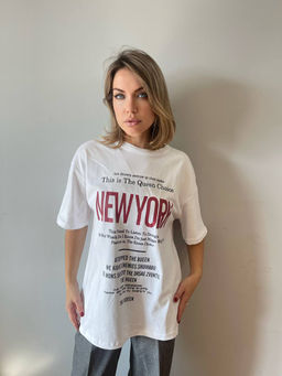 K12076 Футболка OVER SIZE (плотный хлопок) БЕЛЫЙ