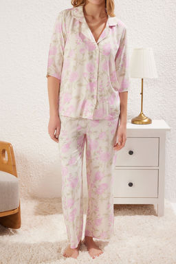 Trendyolmilla Cok Renkli Cicekli Viskon Dokuma Pijama Tak?m? THMSS25PT00132  фото 3