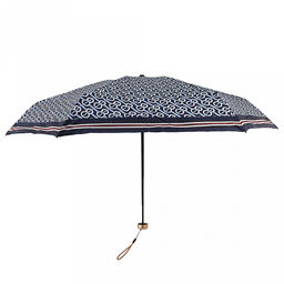Зонт-мини механический Орнамент ткань эпонж (полиэстер) + черное УФ-покрытие, 6 лучей, д/купола 90см, 5 сложений, 17см в сложенном виде, механизм против ветра, пластмассовая ручка, цвет синий, 225гр (Китай) - Домашняя Мода фото 2