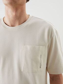 Bisiklet Yaka Bask?l? Penye Erkek Ti??rt