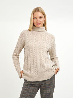 водолазка женская с косами и со спущенной линией плеча