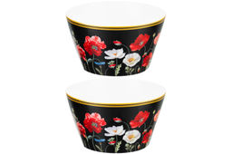 Набор 2 салатников 600 мл 13*13*7,5 см Маки на черном NEW BONE CHINA - Elan gallery фото 6