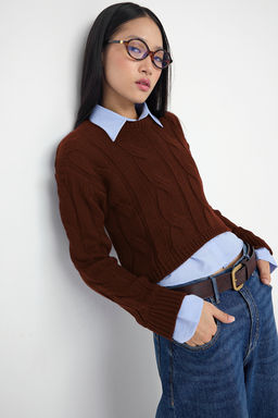 Teen Lacivert Kombine Crop Triko Kazak TWOAW26KZ00047 - Trendyolmilla фото 8