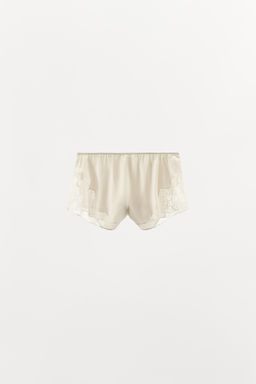 SATIN LACE TRIM SHORTS - Zara фото 3