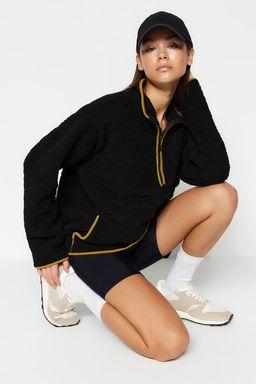 Siyah Pelus Orme Spor Sweatshirt THMAW23SW00021