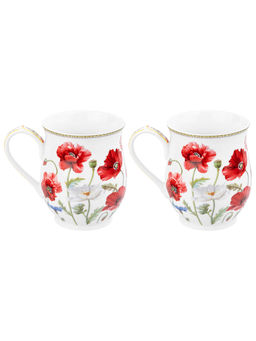 Набор 2 кружек 350 мл 11,5*8,2*10 см Маки бочонок, NEW BONE CHINA, фарфор - Elan gallery фото 5