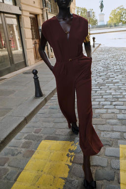 WIDE-LEG JUMPSUIT WITH BELT