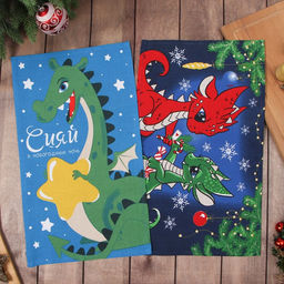 Набор полотенец Доляна Волшебство 28х46 см - 2 шт, 100% хл, рогожка 164 г/м2